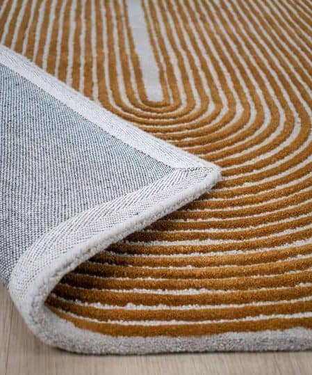 Viper-golden-stans-rug-centre-wool-rug-carved-orange-wool-carver-curves