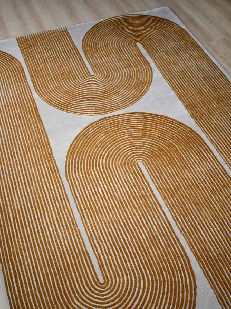 Viper-golden-stans-rug-centre-wool-rug-carved-orange-wool-carver-curves