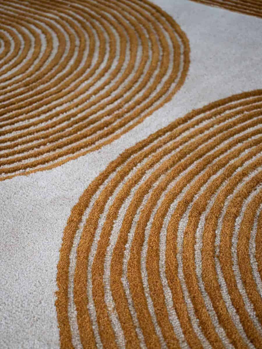 Viper-golden-stans-rug-centre-wool-rug-carved-orange-wool-carver-curves